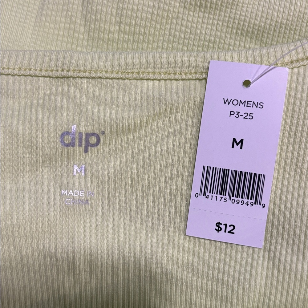 dip women’s bright green square neck ribbed short sleeve tee SZ Medium NWT - Picture 5 of 6